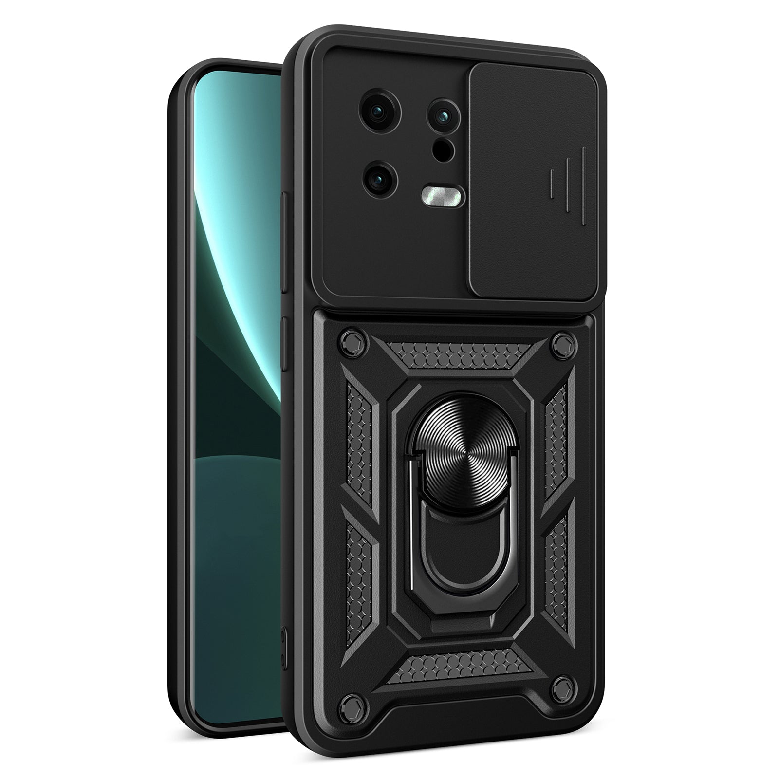 For Xiaomi 13 5G Ring Holder Kickstand PC TPU Hybrid Case Anti-drop Phone Cover with Slide Camera Protection For Xiaomi 13 5G Ring Holder Kickstand PC TPU Hybrid Case Anti-drop Phone Cover with Slide Camera Protection